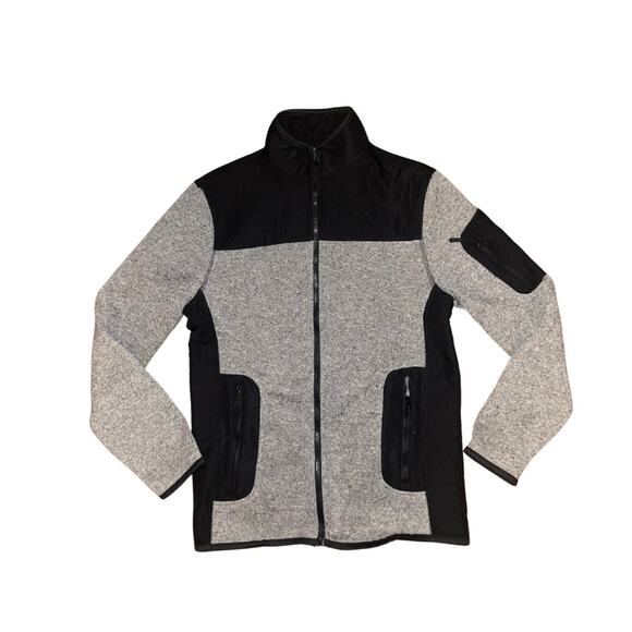 Beverly Hills Gray Black Polo Club Men Full Zip Jacket Small zippered pockets - Picture 1 of 4